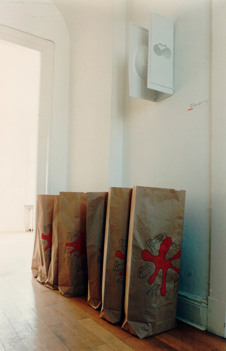 <p><em>Harte Information</em>, installation view, vierte Etage, 1995</p>