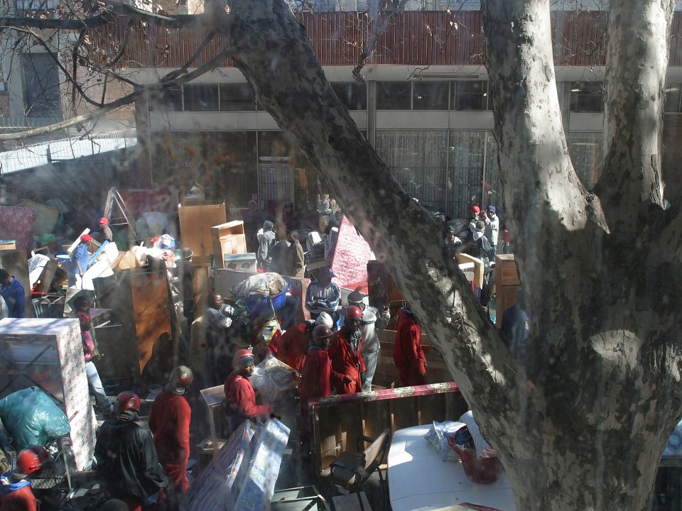 The Red Ants evict residents of Crest House, Main Street, Jeppestown