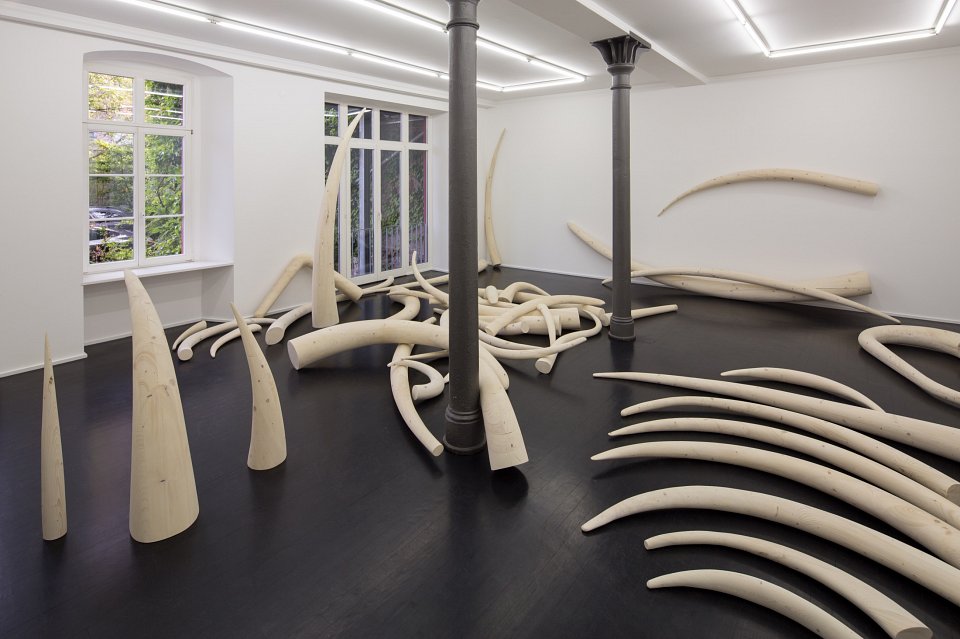 <p><em>Stoßzähne</em>, installation view, Kuckei + Kuckei, 2016</p>