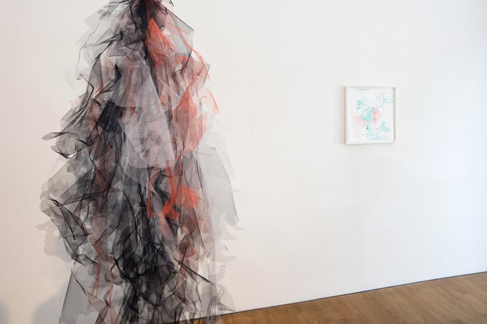 <p><em>Rorschach – An Experiment</em>, installation view, 2017<br>
works by Lilly Lulay, Nikola Röthemeyer</p>